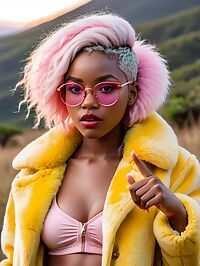A tall slender African girl under the moonlit trees of Nyika Plateau National Park